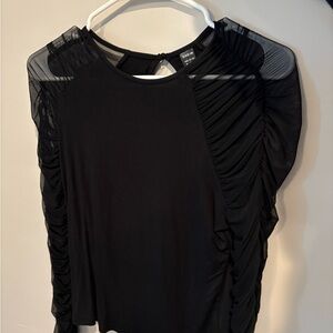 SHEIN Black Ruched Backless Sleeveless Blouse